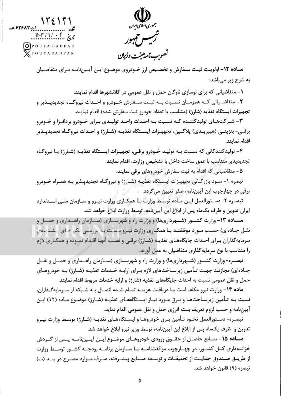 شرایط و ضوابط واردات خودرو برقی و برقی بنزینی خودرو سواری کارکرده